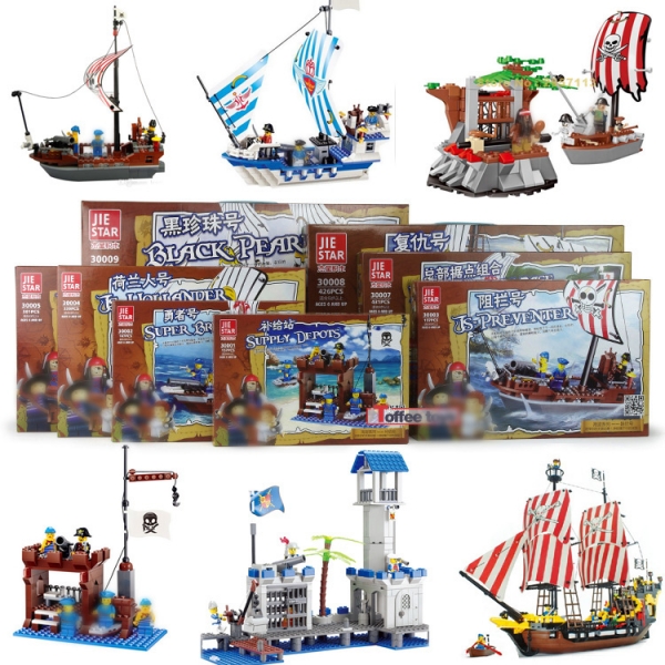 Cool Pirates Ships Castles Battles Building Bricks Toys Construction Blocks Kits