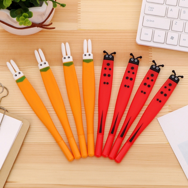 4pk Cute Animals Rabbit Ladybird Chick Bee Novelty Ballpoint Gel Pens Kids Party Gift Bag Fillers