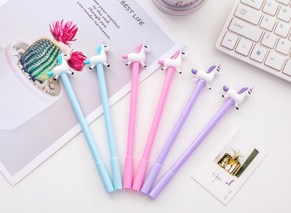 6pk Cute Unicorns Ballpoint Gel Pens Funky School Supply Party Gift Bag Fillers