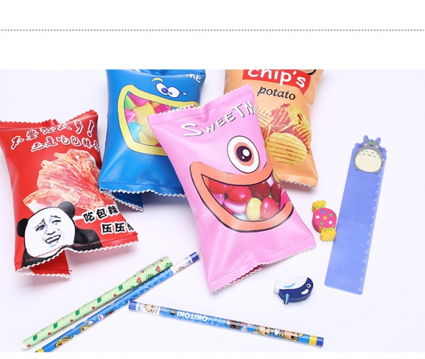 Monster Eating Sweets PU Leather Pencil Case