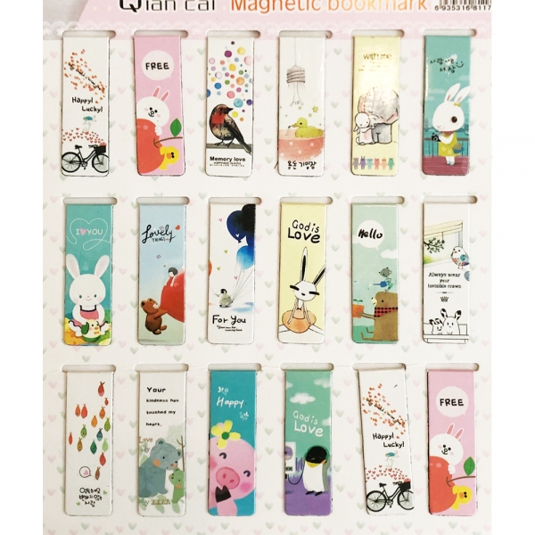 18pc Adorable Animals Rabbit Penguin Bear Magnetic Bookmarks Magnet Book Markers