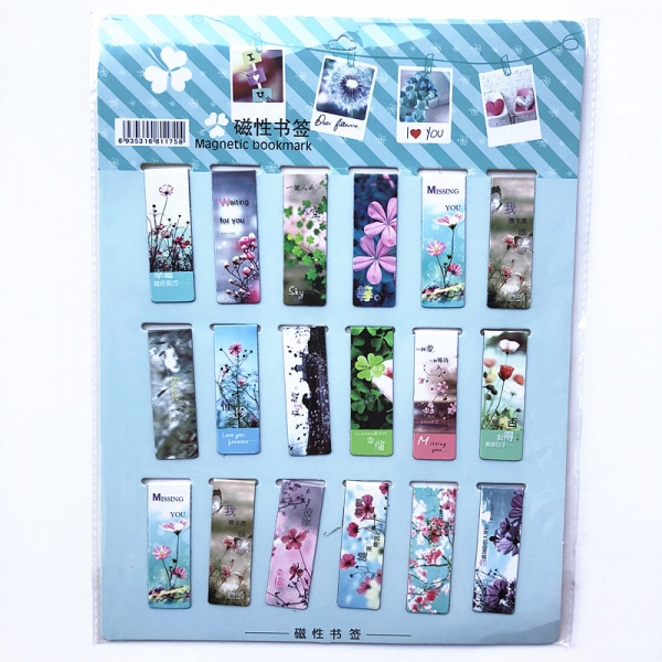 18pc Cute Garden Flowers Magnetic Bookmarks Floral Book Markers With Magnet