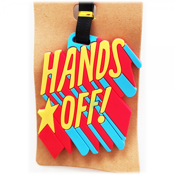 Hands off store luggage tag