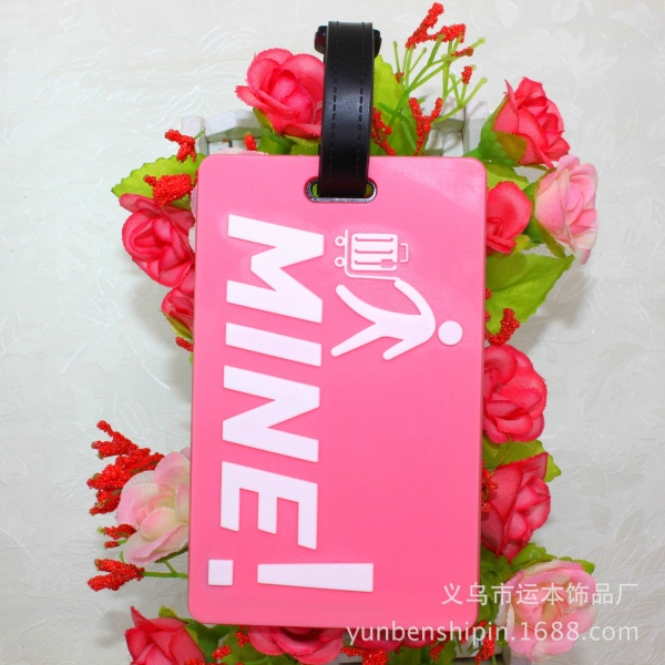 MINE! Pink Luggage Tags Cute Holiday Suitcase Labels Travel Bag Identity