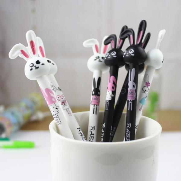 Black White Rabbits Bunny Ballpoint Gel Pens Funky Kids Party Gift Bag Fillers