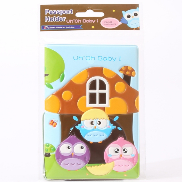 Cartoon Birds Family Cute Passport Cover Travel ID Holder Wallet Elastic Band