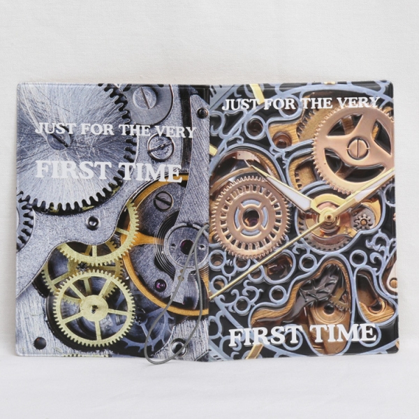 Vintage Watch Machinery Passport Cover Travel ID Holder Case With Elastic Band