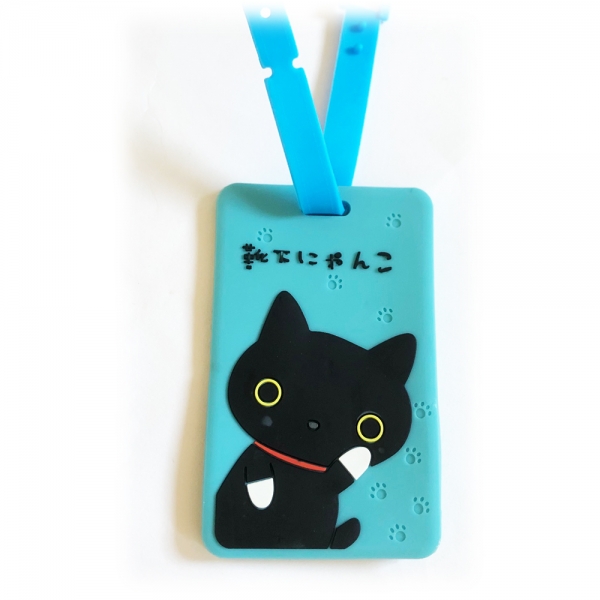 Black Kitten Cat Blue Fashion Luggage Tags Holiday Suitcase Labels Travel Bag ID