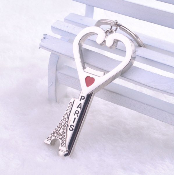 Paris Eiffel Tower Silver Metal Bottle Opener With Keyring