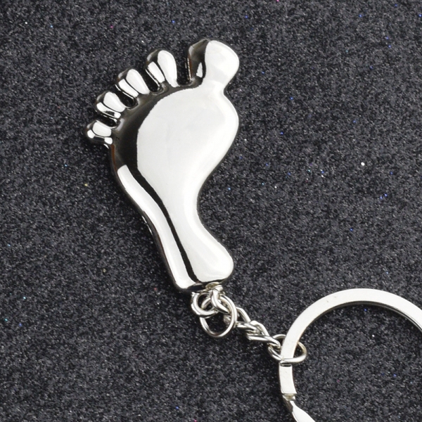 Baby Foot Silver Keyring Novelty Baby Shower Gift For New Mums