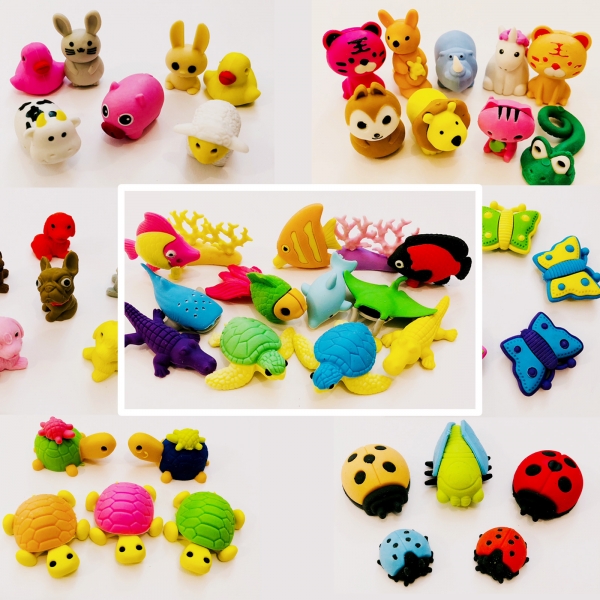 Animals Birds Dogs Cats Fish Sealife Puzzle Erasers Novelty Fun Kids Rubbers Party Gift Bag Fillers