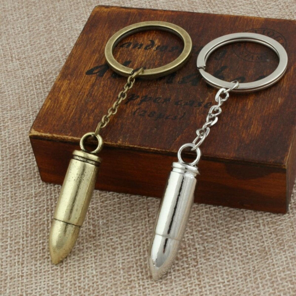 Bullet Shape Metal Keyring Mens Birthday Present Christmas Gift