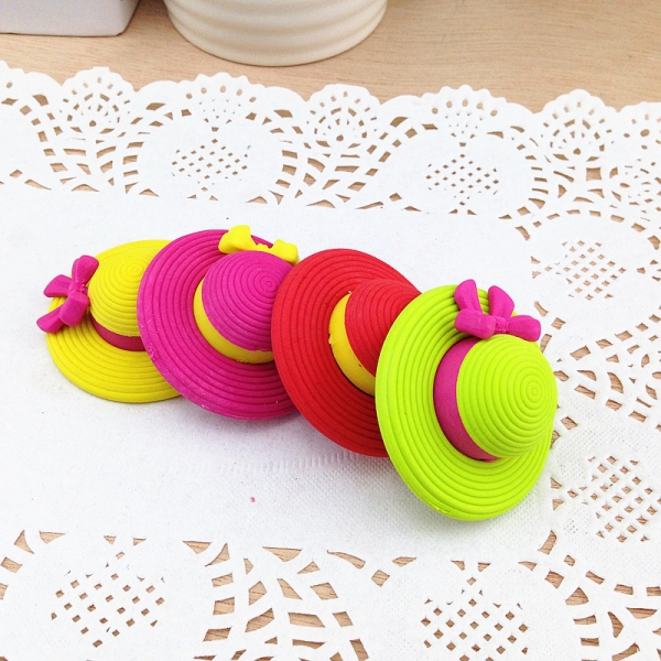 4-24pc Summer Holiday Sun Hat Cute Rubber Erasers Kids Party Gift Bag Fillers