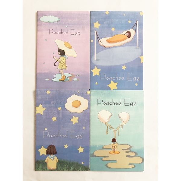 Adorable Little Girl With Poached Egg A5 Cute Notebooks Lined Notepads Memo Pads