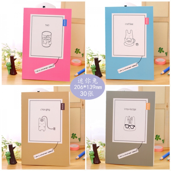 Cartoon Drawing Rabbit Daily Life A5 Cute Notebooks Lined Notepads Memo Pads