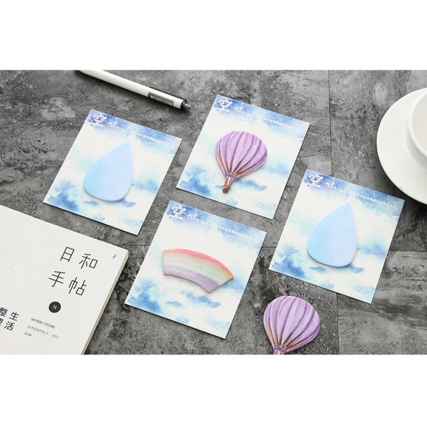 Rainbow Purple Hot Air Balloon Cute Sticky Notes Pad Memo Index Tab Page Markers
