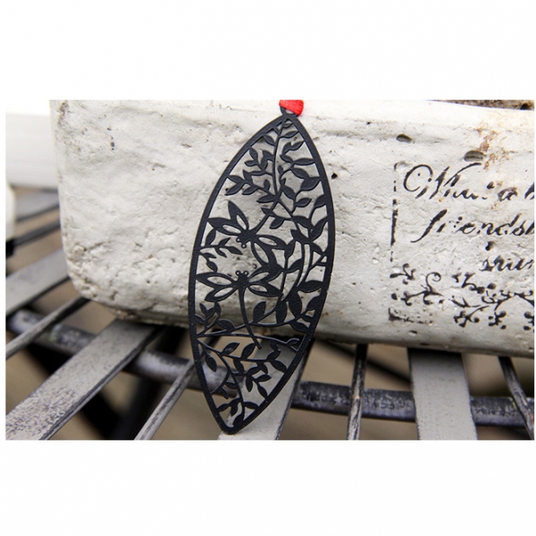 Japanese Style Leaves Birds Rose Flowers Metal Black Bookmarks Book Markers