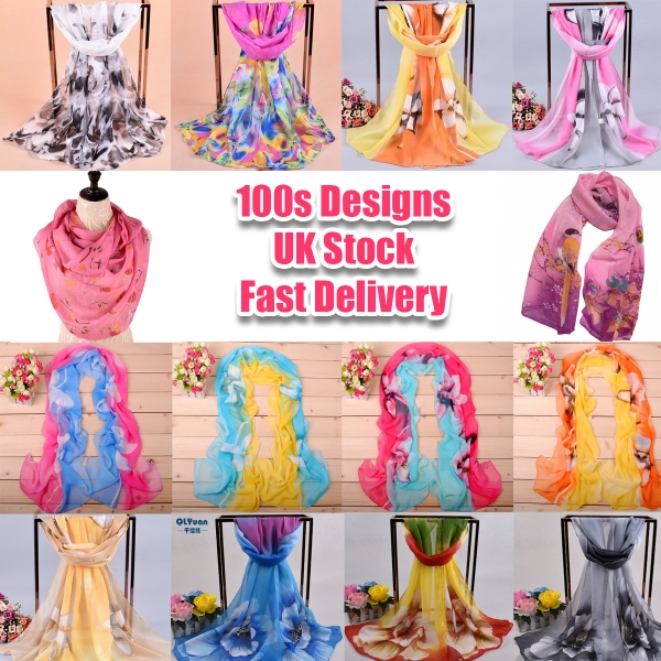 160cm 50cm Flowers Floral Fashion Ladies Scarves Chiffon Scarf Womens Shawls