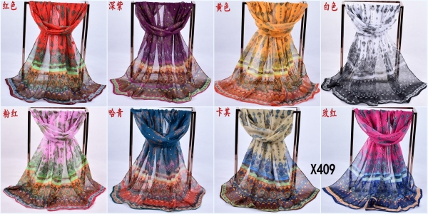 160 50cm Flower Floral Fashion Ladies Scarves Chiffon Scarf Womens Shawls X409