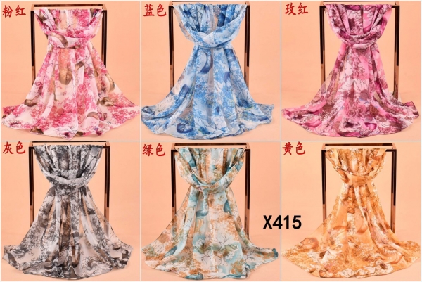 160 50cm Flowers Floral Fashion Ladies Scarves Chiffon Scarf Womens Shawls X415