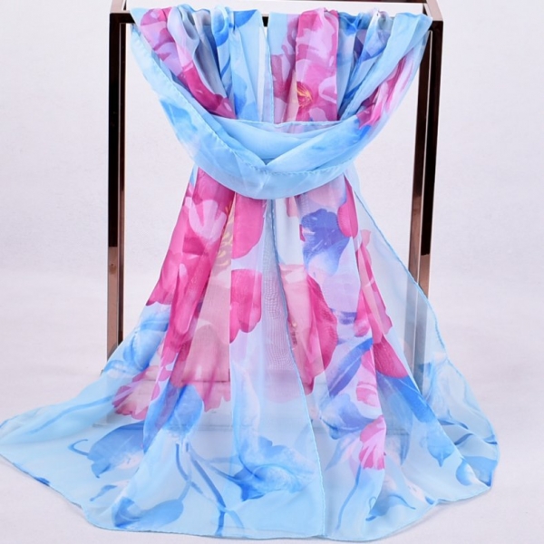 160 50cm Flower Floral Fashion Ladies Scarves Chiffon Scarf Womens Shawls X412