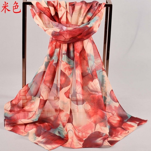 160 50cm Leaves Fashion Ladies Scarves Chiffon Scarf Womens Shawls X421