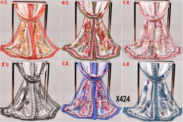 160 50cm Flowers Floral Fashion Ladies Scarves Chiffon Scarf Womens Shawls X424