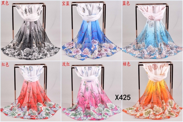 160 50cm Flowers Floral Fashion Ladies Scarves Chiffon Scarf Womens Shawls X425