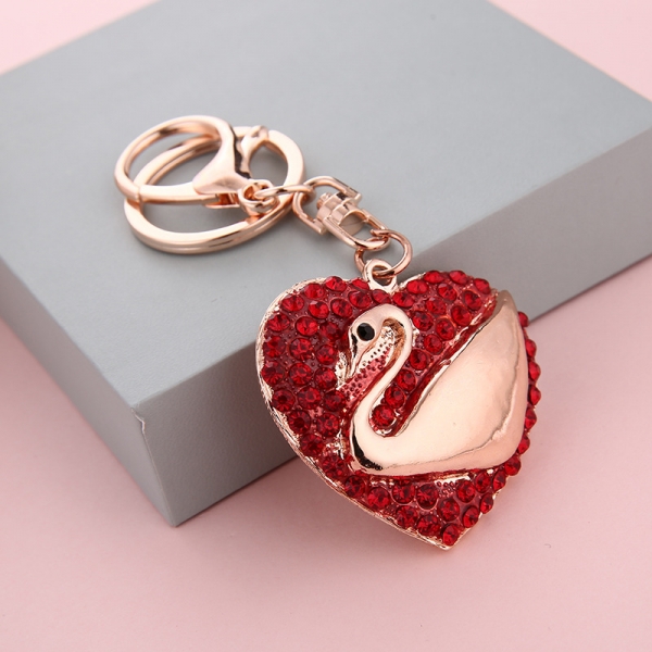 Swan Crystal Diamante Rhinestone Bag Charms Handbag Keyrings Pendant Key Chain