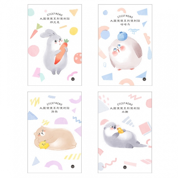 Rabbit Bird Bear Otter Wild Animals Cute Sticky Notes Novelty Sticky Note Pad