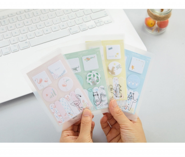 Animals Cat Bear Squirrel Mini Sticky Notes Bookmark Memo Index Tab Page Markers