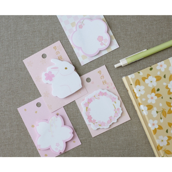 4pk Cherry Blossoms Cute Pink Flower Sticky Notes Novelty Floral Sticky Note Pad