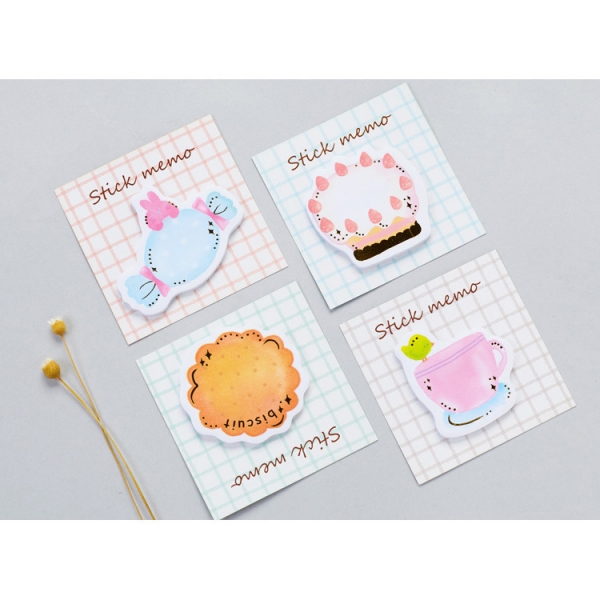 4pk Cake Biscuit Tea Cup Candy Sweet Sticky Notes Pad Memo Index Tab Page Marker