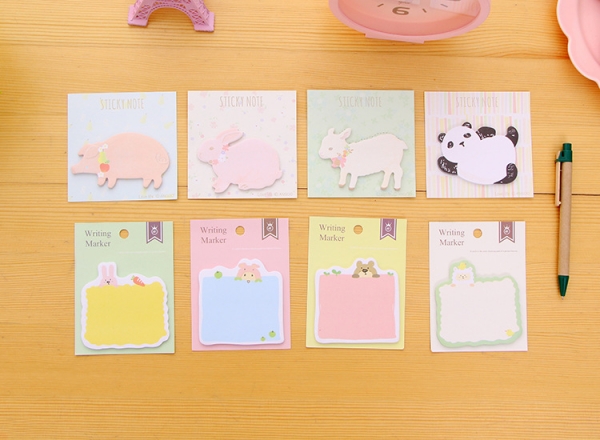 Animals Rabbit Pig Sheep Bear Panda Cute Sticky Notes Pad Bookmark Memo Index Tab Page Markers
