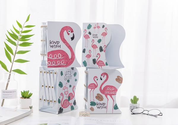 Pink Flamingos Extendable Bookends Metal Book Ends Books Holder Organiser