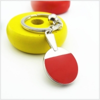 Red Table Tennis Bat Ping Pong Paddle Novelty Sports Metal Keyring