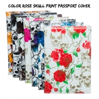 Luxury Skeleton Skull Rose Flowers PU Leather Passport Cover Travel ID Wallet