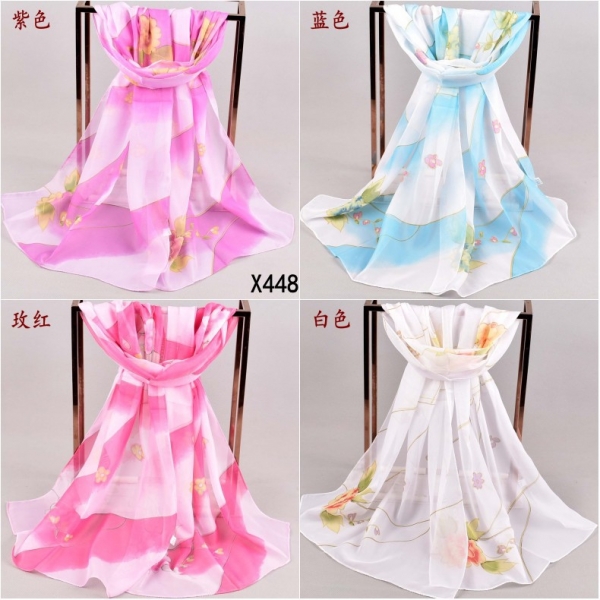 Flowers Floral Fashion Ladies Scarves Chiffon Scarf Womens Shawls X448
