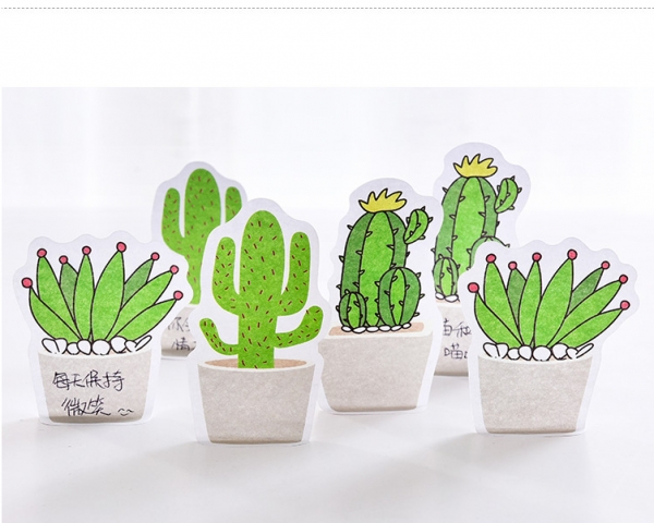 Green Cactus Plants Cute Sticky Notes Bookmarks Memo Index Tabs Page Markers