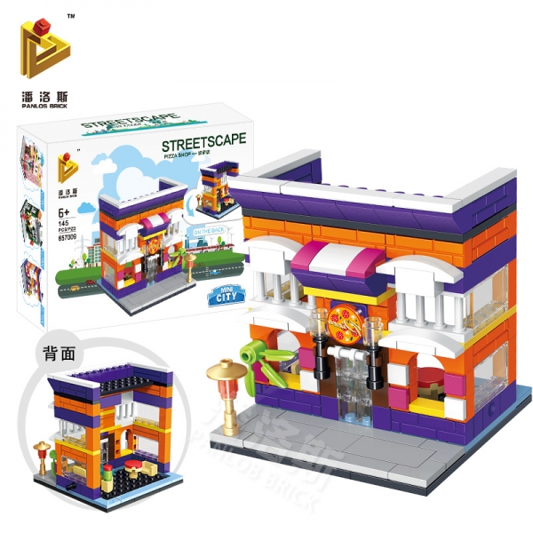 Pizza Restaurant Town Centre Shops High Street Building Bricks Toy Construction Blocks Kits