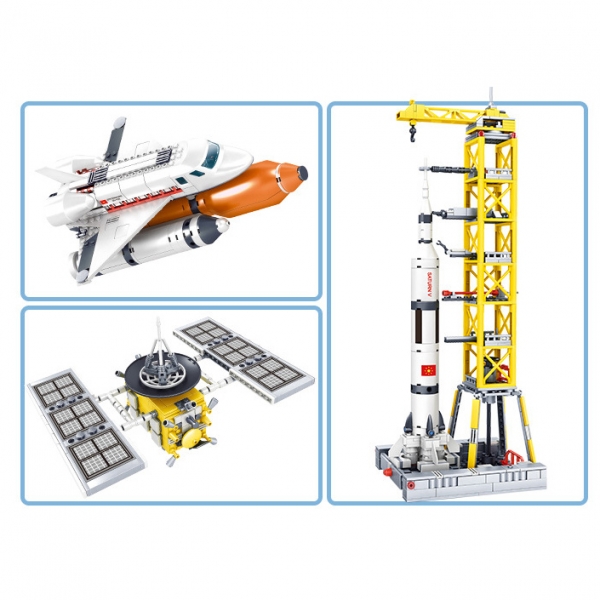 Spaceship Launcher Rocket Satellite DIY Building Bricks Blocks Set Construction Toy
