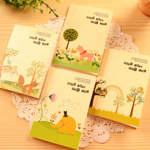 4pk Garden Birds Dog Elephant Flowers Mini Notebooks Notepads Pocket Memo Pads