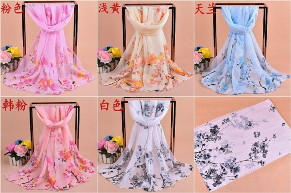 160 50cm Flowers Floral Fashion Ladies Scarves Chiffon Scarf Womens Shawls X321