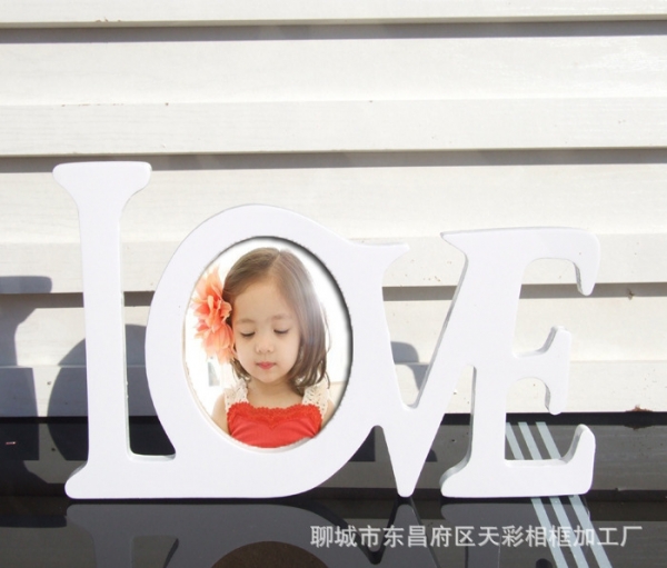 Large Love Letter 5x4 White Red Modern Style Wooden Freestanding Photo Frame
