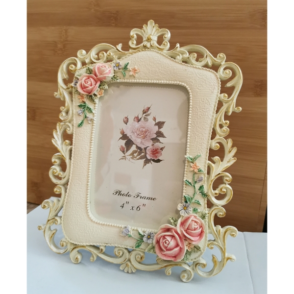 Retro Vintage Style Rustic Rose Flowers Freestanding Photo Frame 6x4 Inch