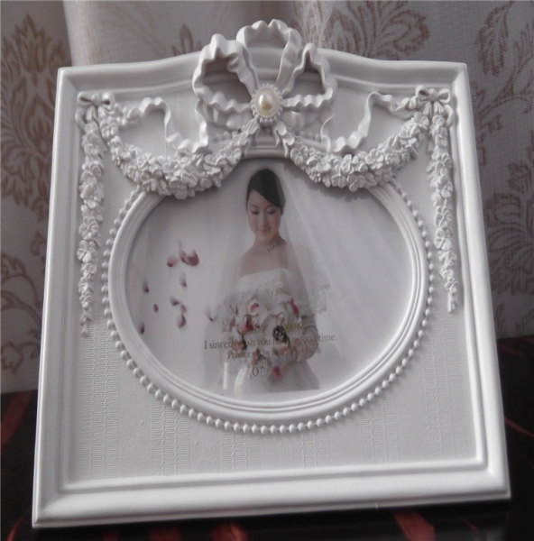 6x4 Wedding Ribbons Flowers Vintage  Style White Freestanding Photo Frame