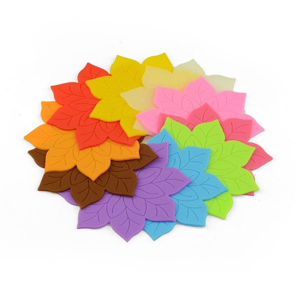 10pc Flower Shape Silicone Coasters Coaster Set Colorful Cup Drinks Holder Mat
