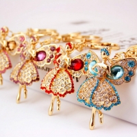 Butterfly Fairy Angel Girl Crystal Diamante Rhinestone Bag Charm Keyring Pendant