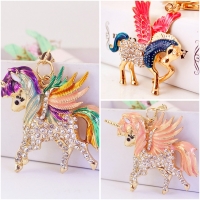 Unicorn Pegasus Winged Horse Crystal Diamante Bag Charms Handbag Keyring Pendant