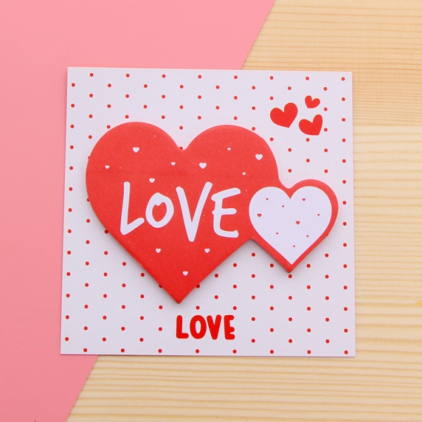 Red Love Heart Shape Cute Sticky Notes Pad Novelty Bookmark Memo Page Markers